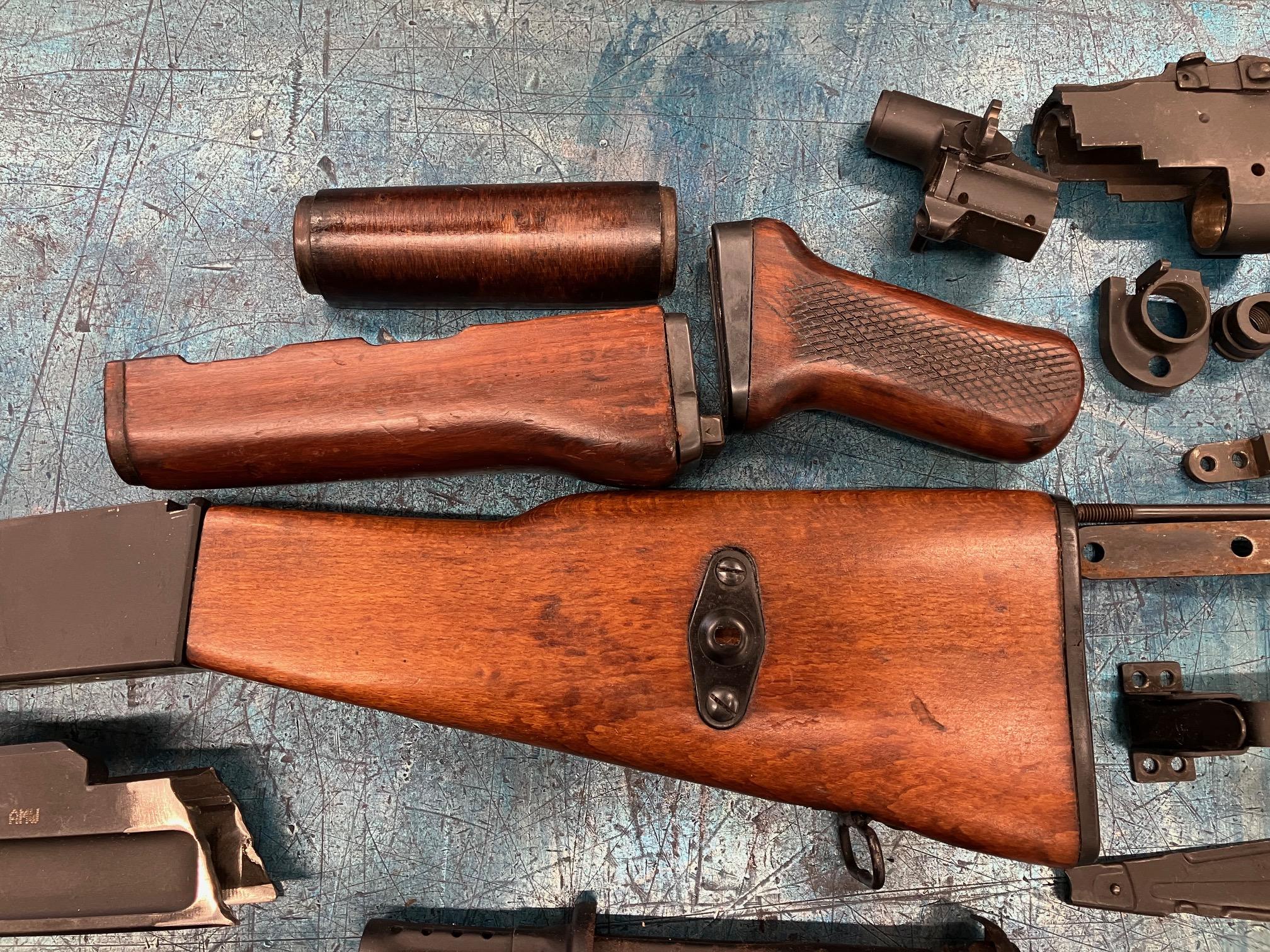 Two Polish AK47 KBK milled parts kits with hardwood stock sets,Turbo